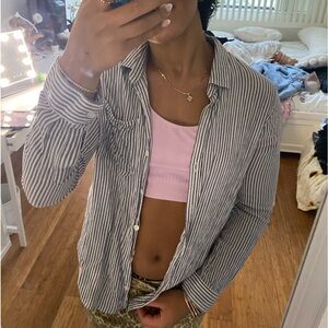 striped blue & white button down shirt 💝💝